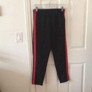 Topshop track pants with red stripe on each leg